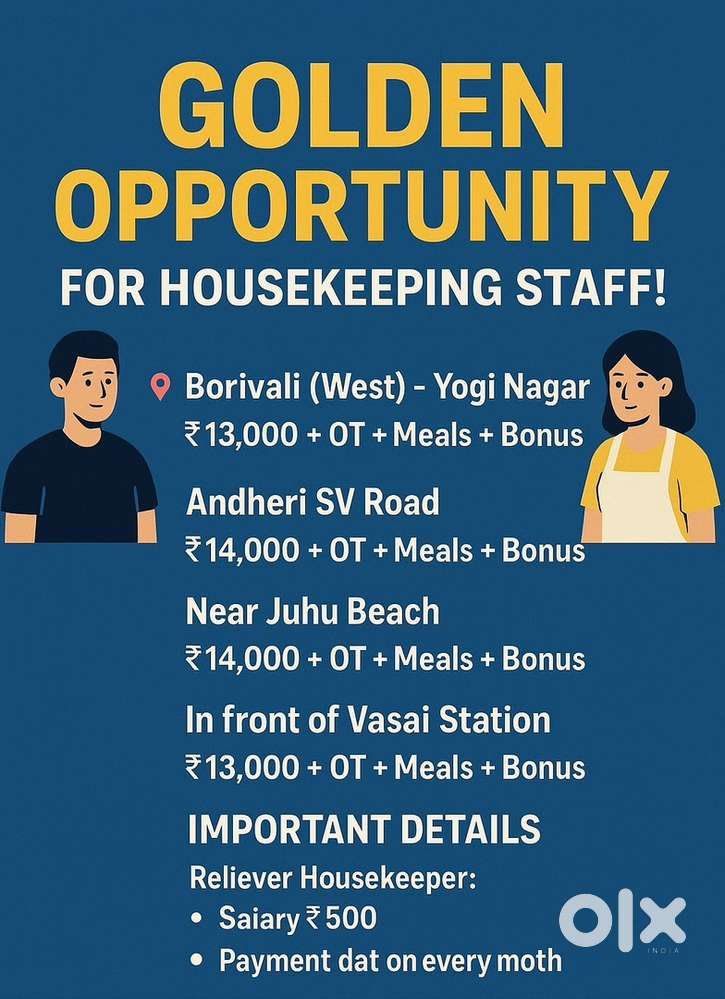 Housekeeping Staff Chahiye!