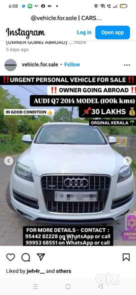 Audi Q7 2014 original kerala sale Or Exchange with porshe panama