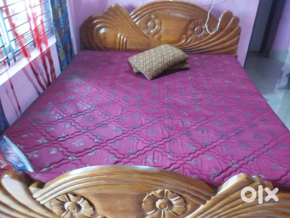 King size original Teak wood bed with Kurl on matress