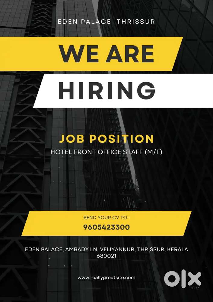 Want front office staff male or female for hotel