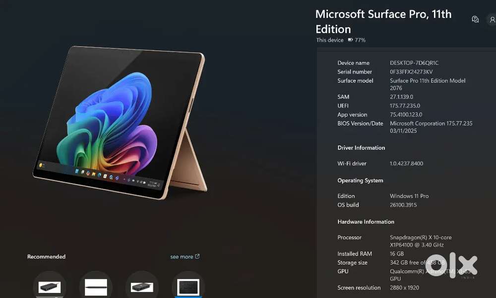 Microsoft Surface Pro 11 AI Copilot Lmtd Edn Gld