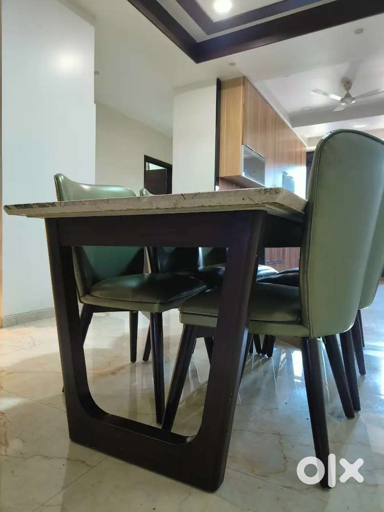 Premium Italian Stone Dining Table with 6 Chairs–Excellent Condition