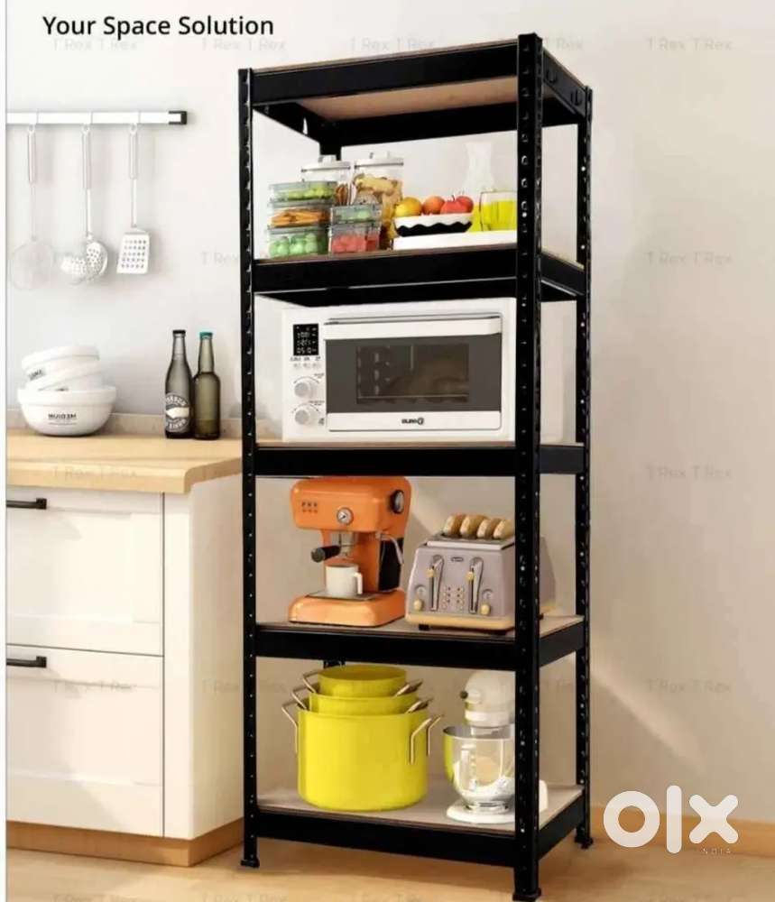 Boltless slotted angle racks with wooden shelfs