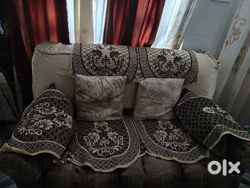 Sofa set 7 seater Brown colour comfortable seat with arm cushion cover