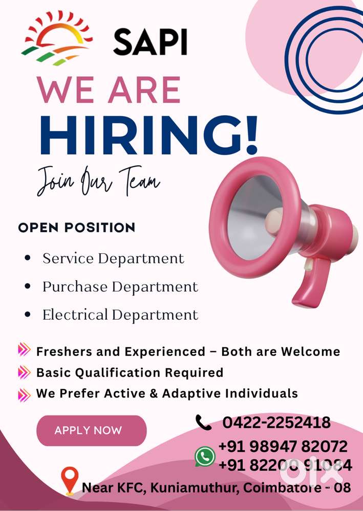 Wanted Electrical Engineer , Office Boy for Manufacturing Company