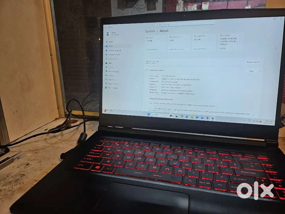 GAMING LAPTOP DDR4 16GB RAM 4GB 1650 GRAFICS CARD MSI I7 9TH GEN