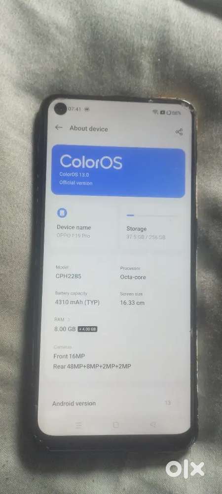 Oppo f19 pro h 8+8gb ram 256gb storage only display change