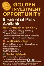 Residential commercial plots sale in majri grant Dehradun