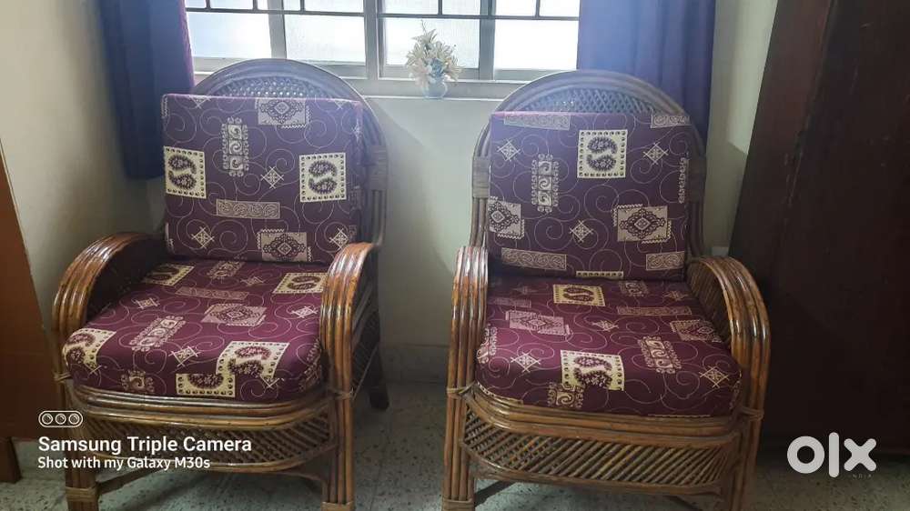 Sturdy cane chair sets with cushions