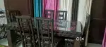 Brown 6 sitter dinning table! Glass Top