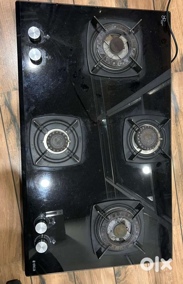 Elica flexi HCT 460 DX Lotus BK 4 burner automatic HOB( Round castiron