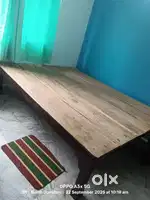 Teak Wood Bed (6x7 ft) with Wooden Table – Price ₹6,500