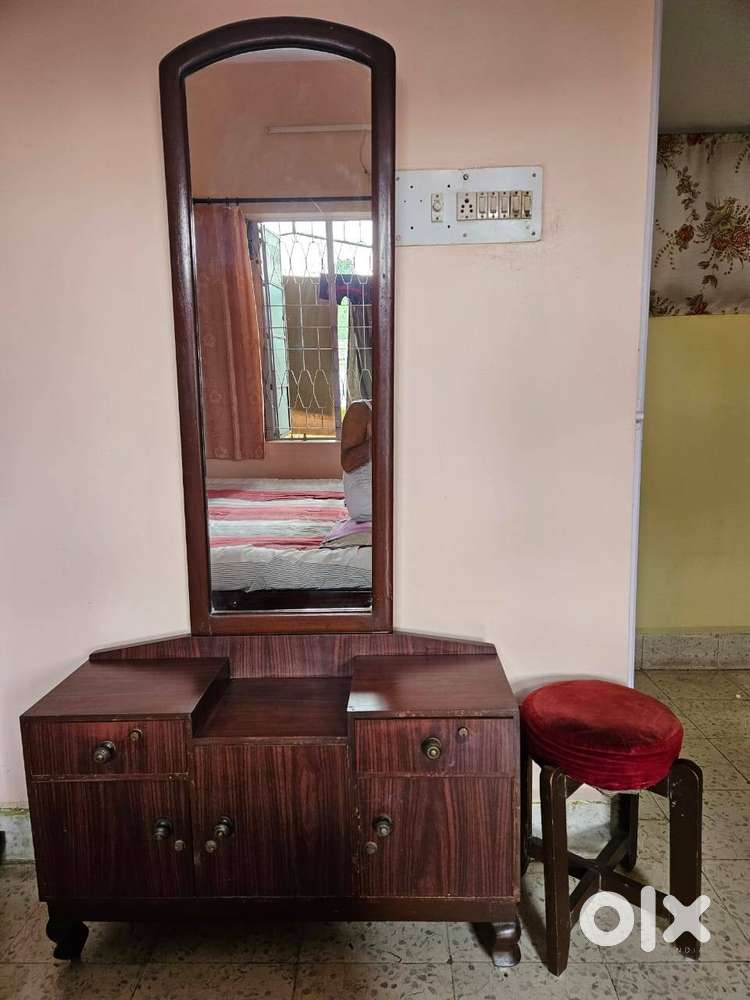 Wooden Dressing Table with Mirror & Stool