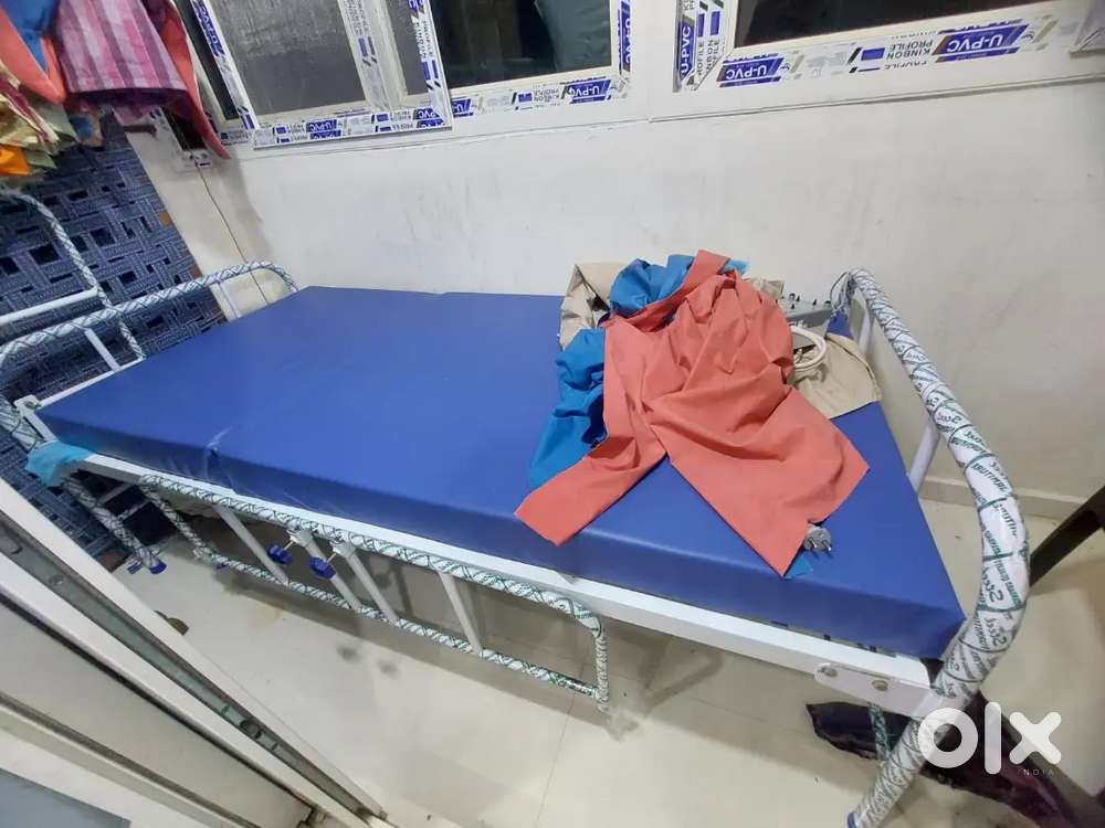 Manual Hospital Patient Bed with Mattress & Side Rails -Good Condition