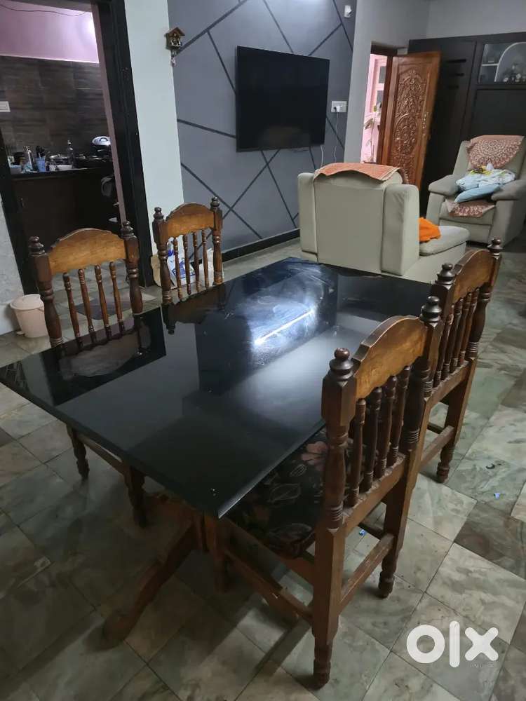 Glass top pure teak Dining table