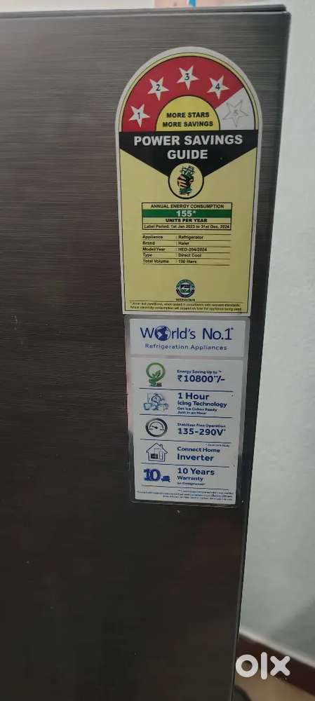 HAIER 190 LTR REFRIGRATOR... 4 STAR RATED. BROUGHT 2 YRS BACK @14K