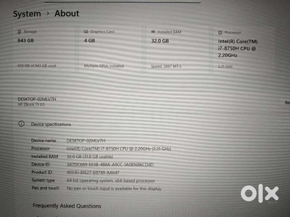 HP Zbook G5 15 Laptop