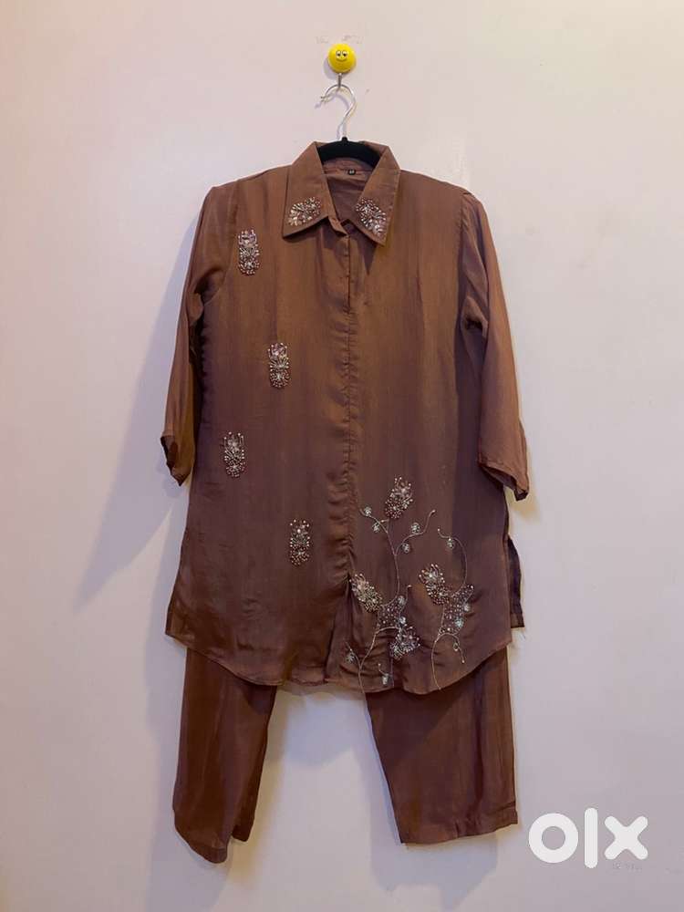 Premium Crepe Coord Set with fine hand embroidery