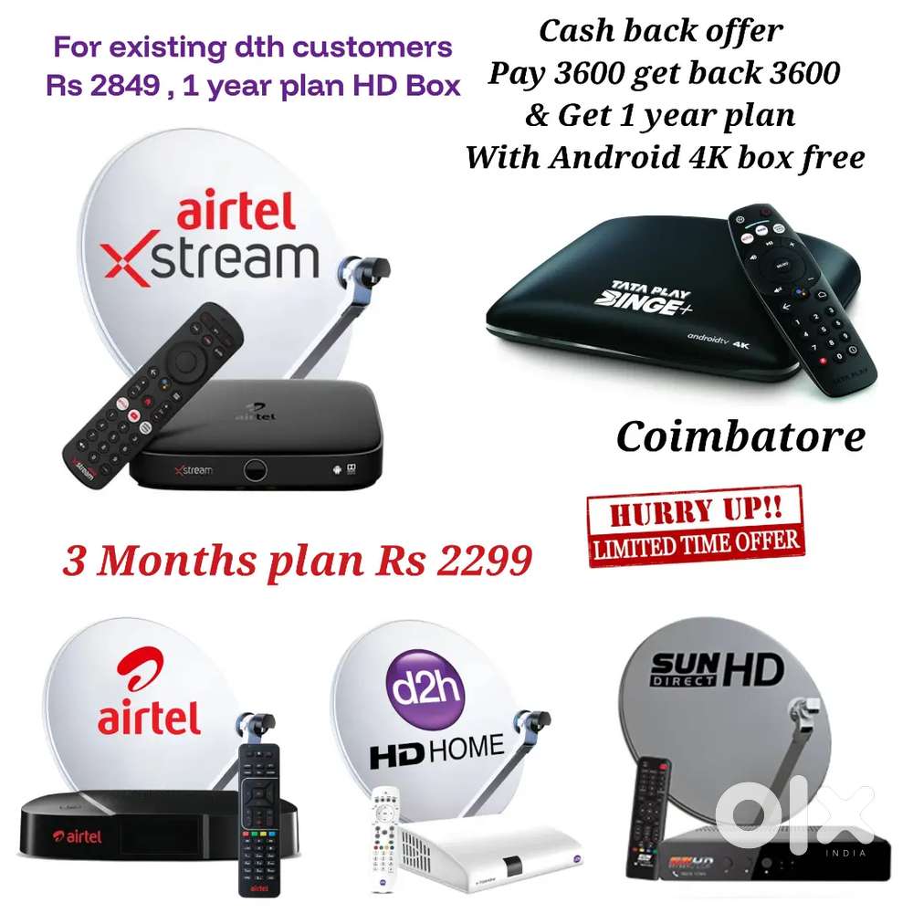 AIRTEL DTH ! TATÀ ! SUNDIRECT ! PLÀY ! DISHTV ! VIDEOCON D2H ! LED TV