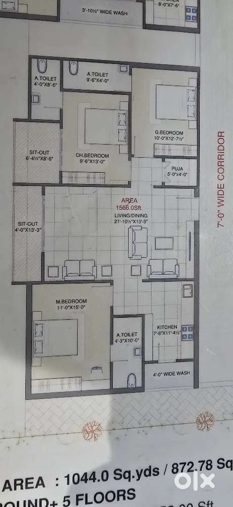 Park view 3bhk appartment Nasingi