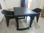 Esquire Trofi Plastic Dining Table & Nilkamal Setof 2 PlasticArmChair