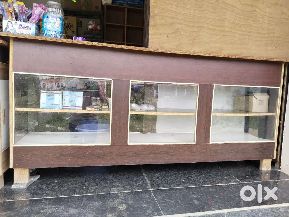 Tables (2 nos) with glass & racks (3 nos) for shop