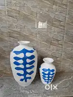 Luxury White and Blue Clay Vase