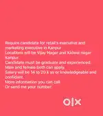 Retail executives for showrooms and marketing candidate require
