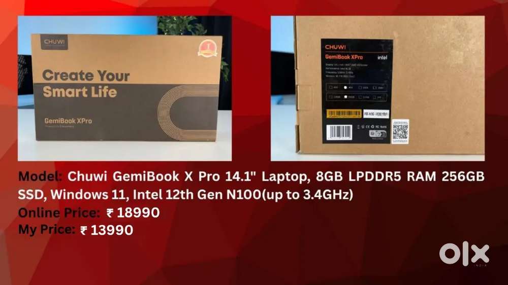 Chuwi GemiBook X Pro 14.1 Laptop - Intel N100, 8GB RAM, 256GB SSD