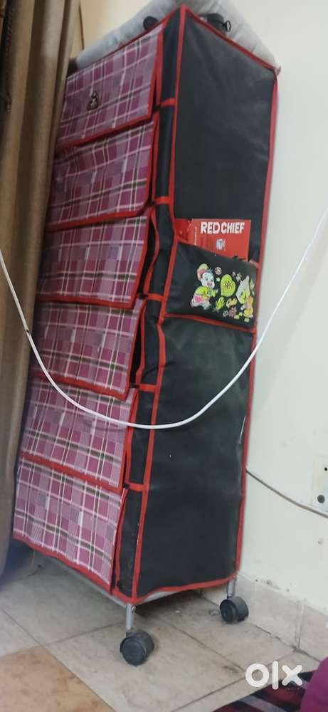 small and big 2 wooden racks, shoes stand and 4 curtains