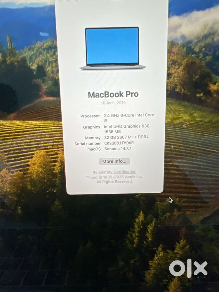 MacBook Pro Core i9  16-inch 2019) processor 2.4 GHz 8-Core intel core