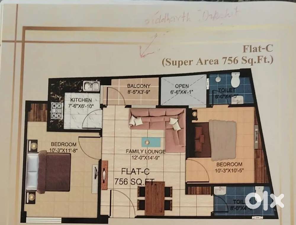 2bhk flat for rent in market