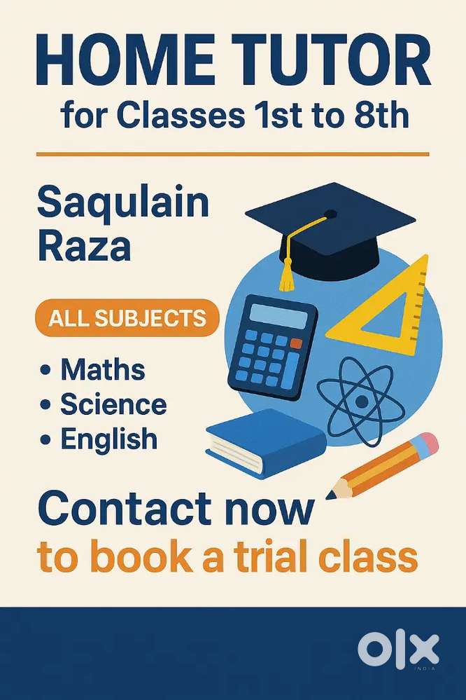 Home Tutor for students of 1-8th grade.