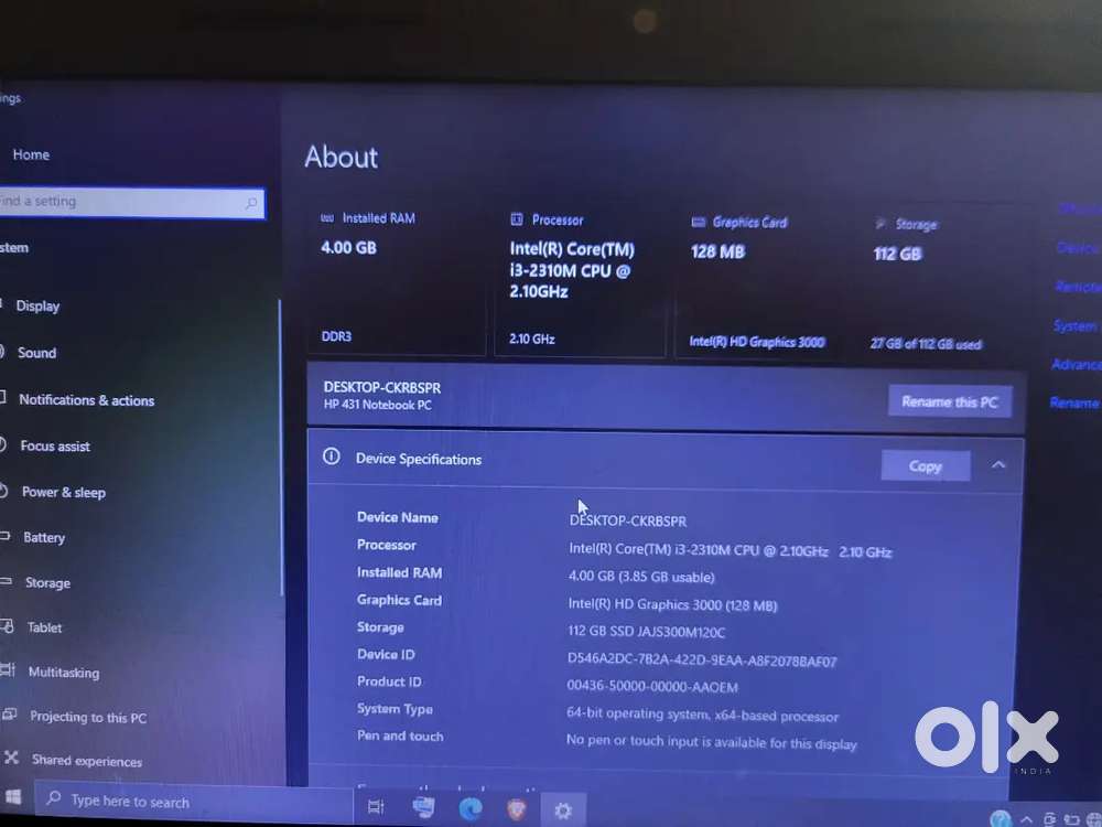Hp laptop with hp charger and ssd installed