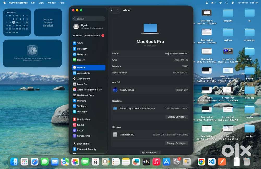 Apple macbook m1 pro 14 inches 16gb/512gb