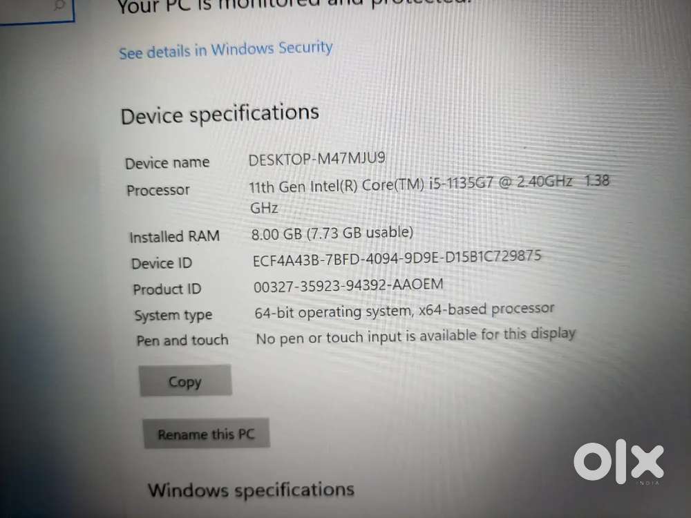 Dell insprion 5402 i5 11 gen 8 gb ram 512 gb ssd good conditions
