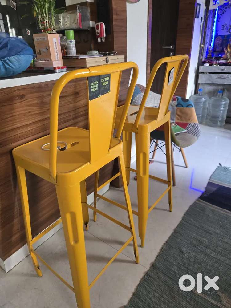 Cevia Metal Powder Coated Bar Chair (Yellow)