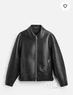 BLACK COLLAR LEATHER JACKET
