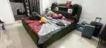 HEAVY TEAK WOOD DOUBLE BED WITH BOXES ( 2 UNDER THE BED + 1 BACK SIDE)