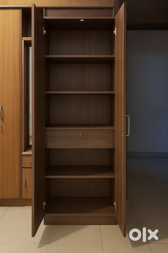 2 door wooden wardrobe with 1 drawer