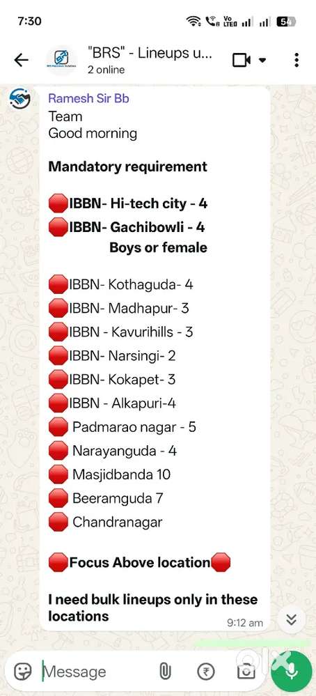 BB- hiring pickers and packer at( Masjid banda)