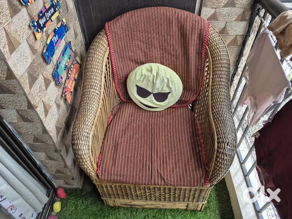 Cane made sofa set and 4 cotton made mattress