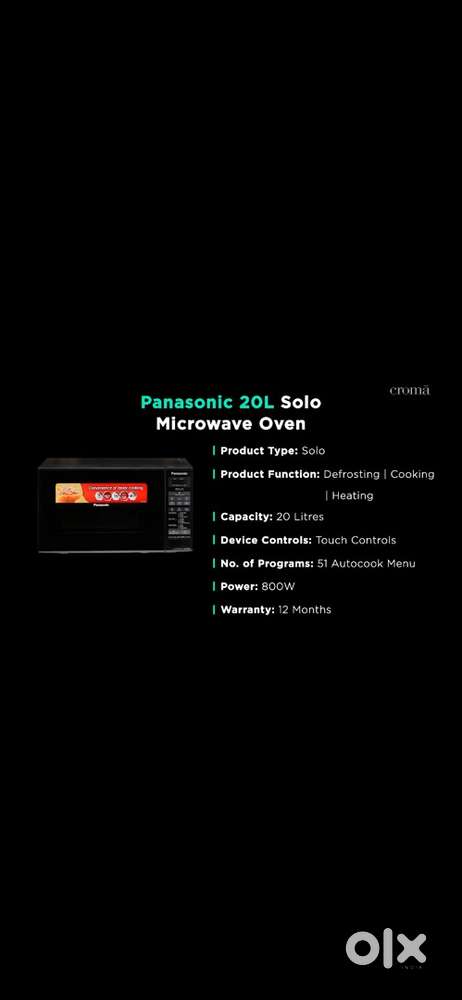 Panasonic Oven NN-ST266BFDG  20L at just 6000 Rs.