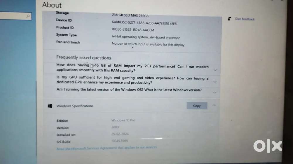 Laptop lenovo 8/256