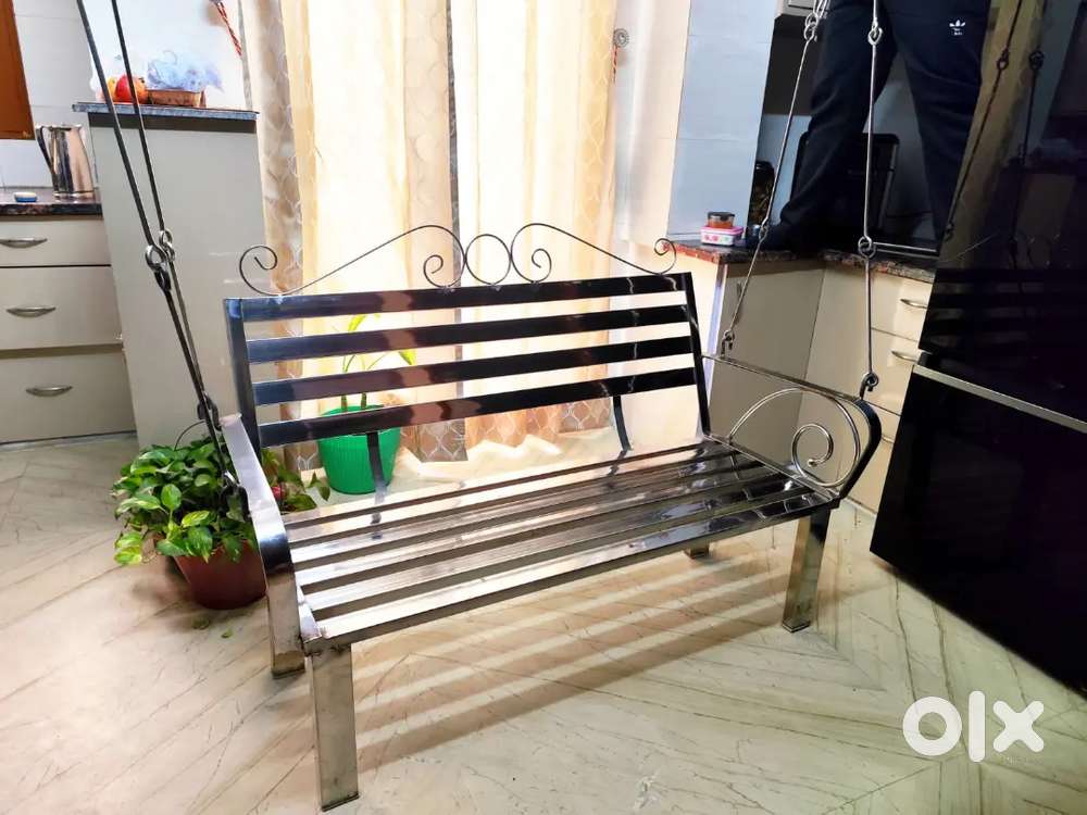 3-Seater,  Stainless Steel Sofa– Stylish,Cushioned Comfort