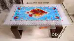 Teapoy Glass Table,Solid teakwood chest of Drawer,2 Chair, bedmattress