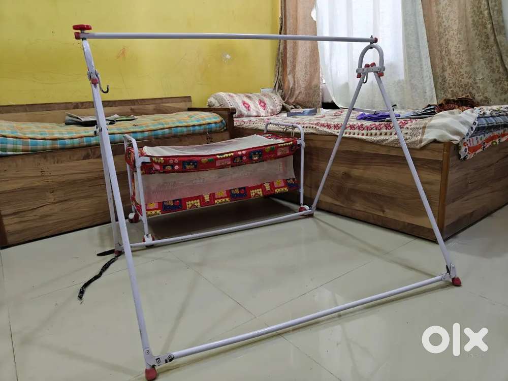 New Born Baby Cradle with Swing & Mosquito Net  0-13 Months Wheels