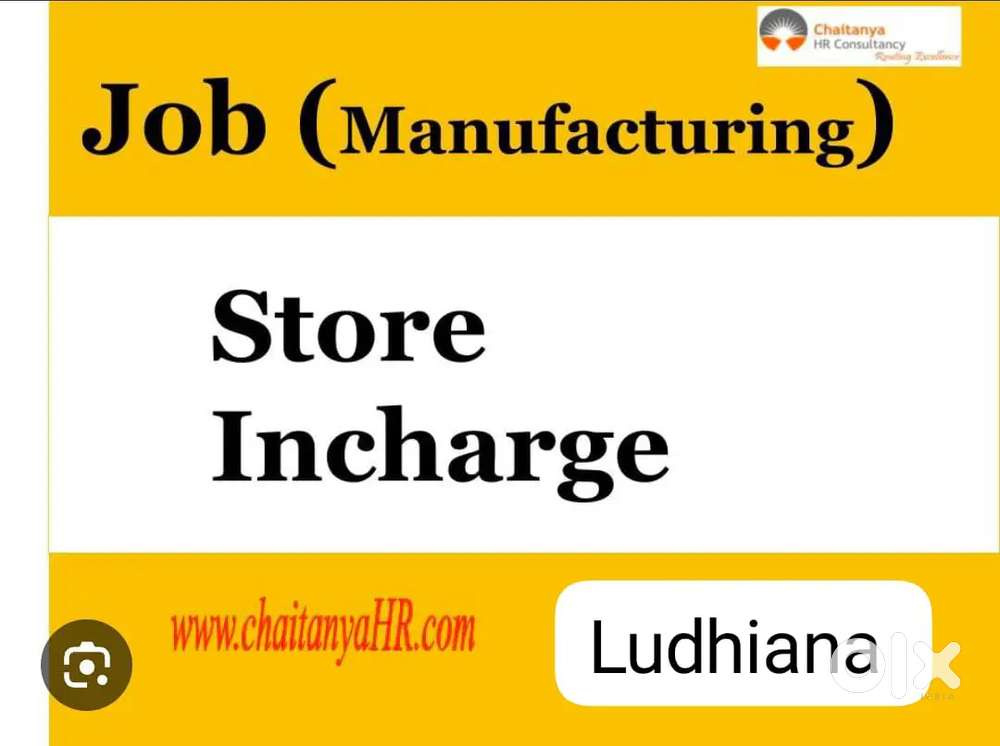 Store incharge job manufacturing company