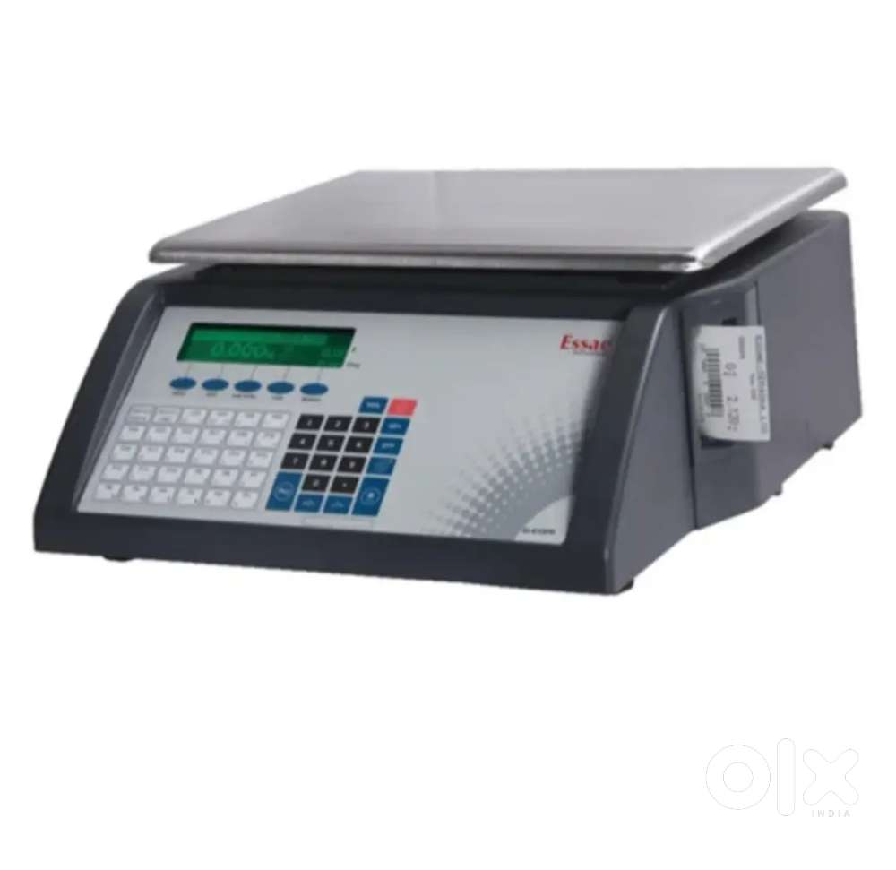 Weighing machine with barcode sticker