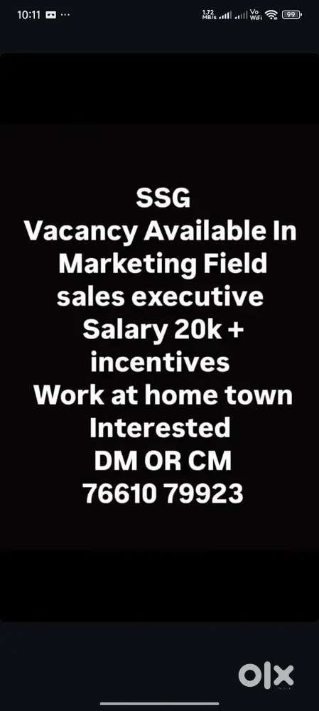 Marketing Field slaes executive at your own home town